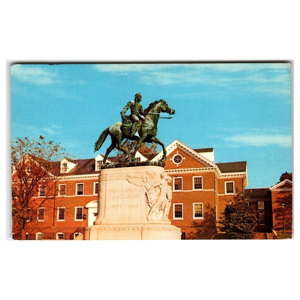 Stonewall Jackson Equestrian Statue Charlottesville VA Dexter Press Postcard